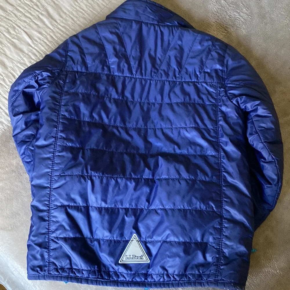 L.L. Bean Kids Blue and Teal Reversible Fleece-Lined Jacket